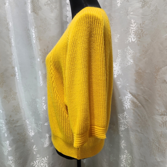VTG 80s Sears JUNIOR BAZAAR Sunshine Yellow Dolman Sleeves Knit Sweater (36) - Picture 4 of 11